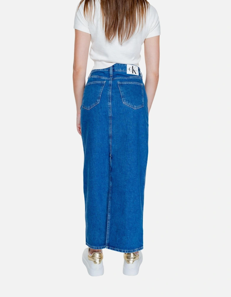 Blue Plain Cotton Womens Skirt