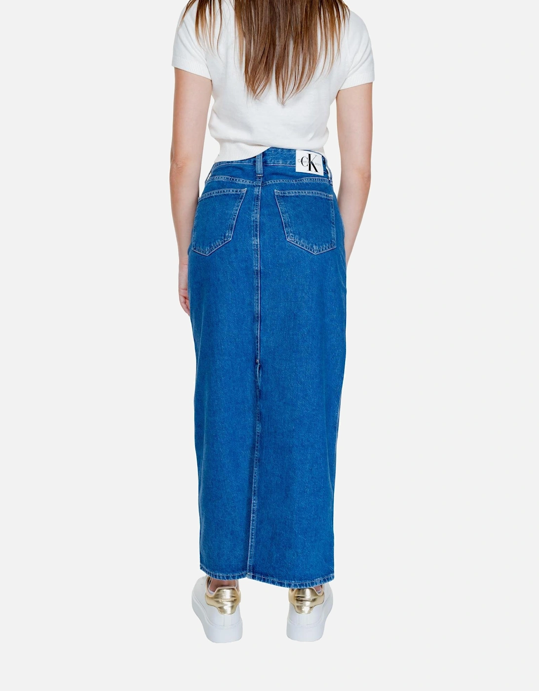 Blue Plain Cotton Womens Skirt