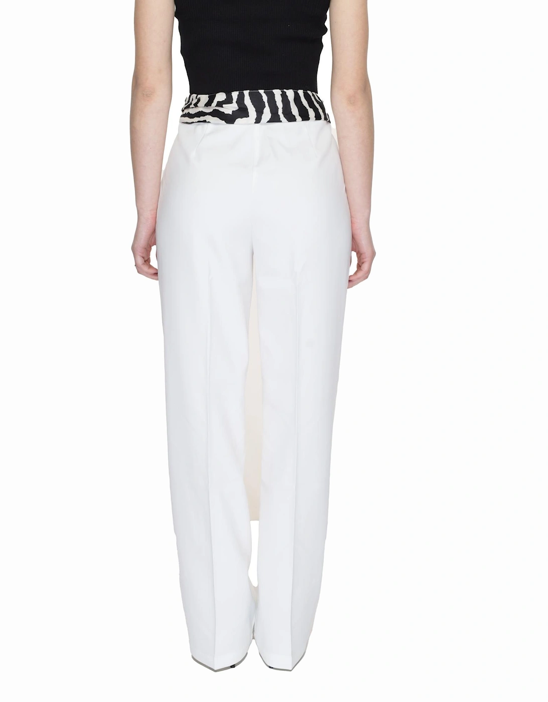 Plain White Trousers with Zip Fastening Women