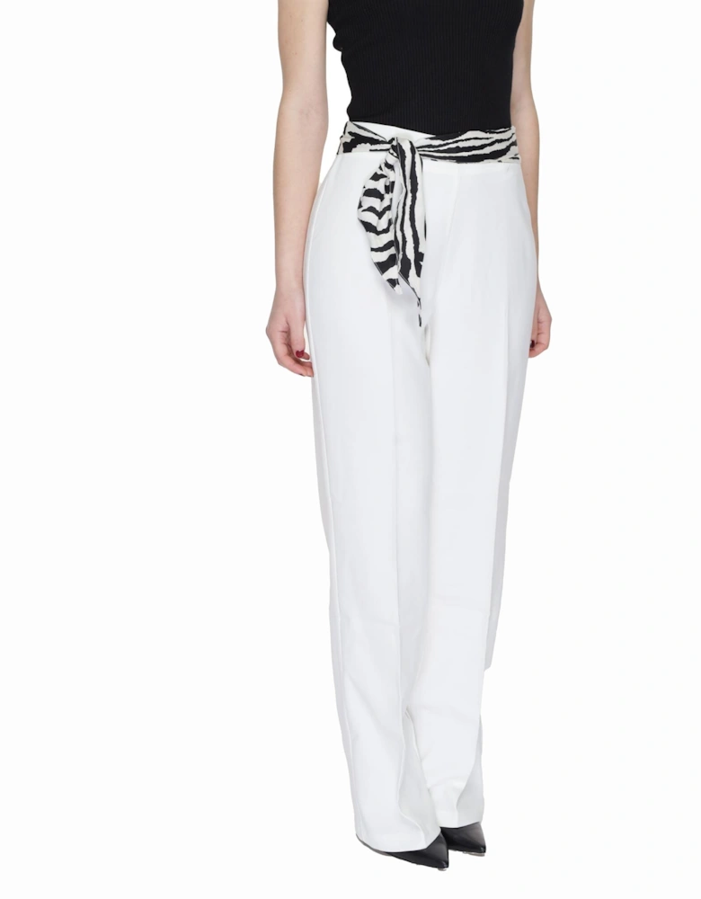 Plain White Trousers with Zip Fastening Women