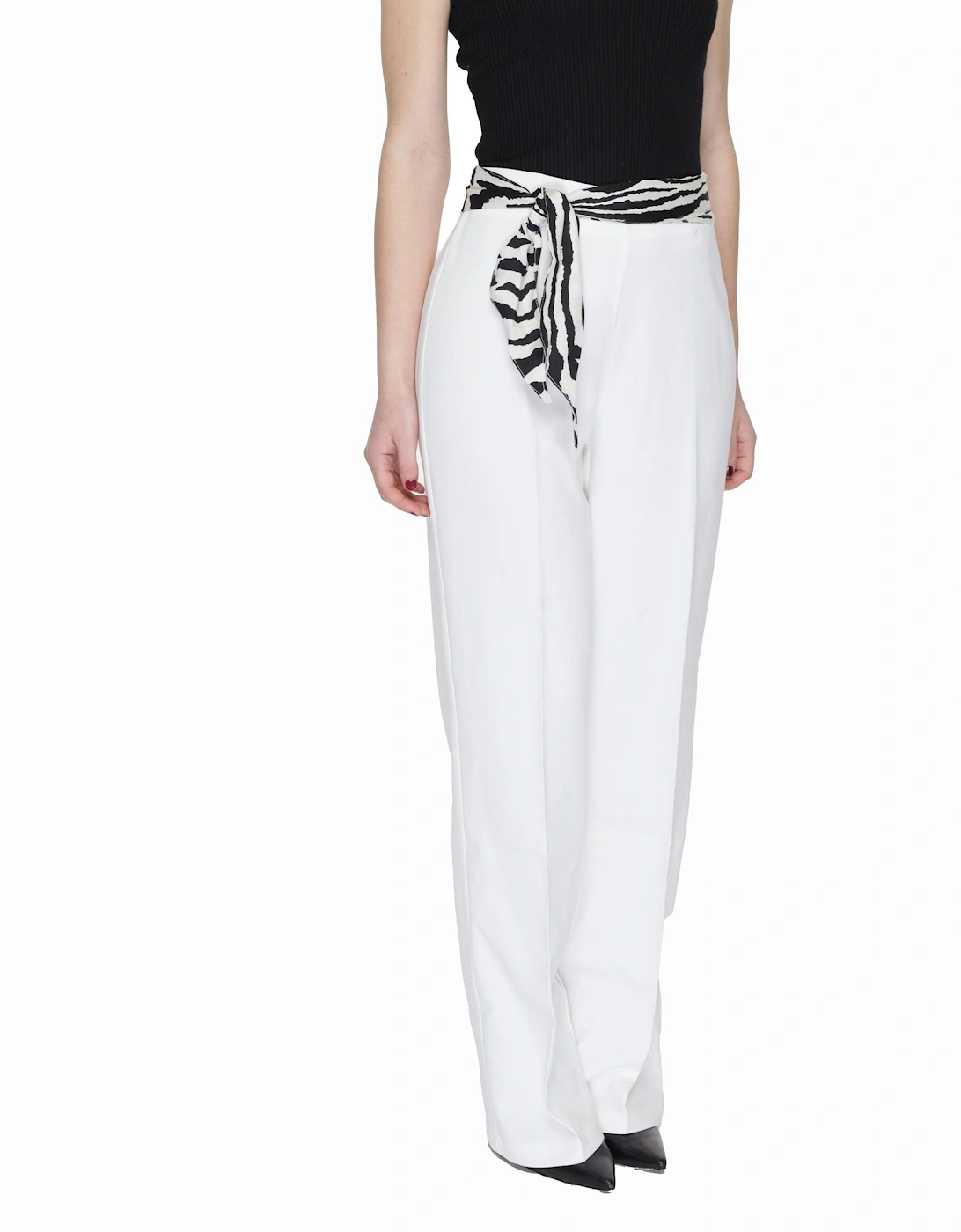 Plain White Trousers with Zip Fastening Women
