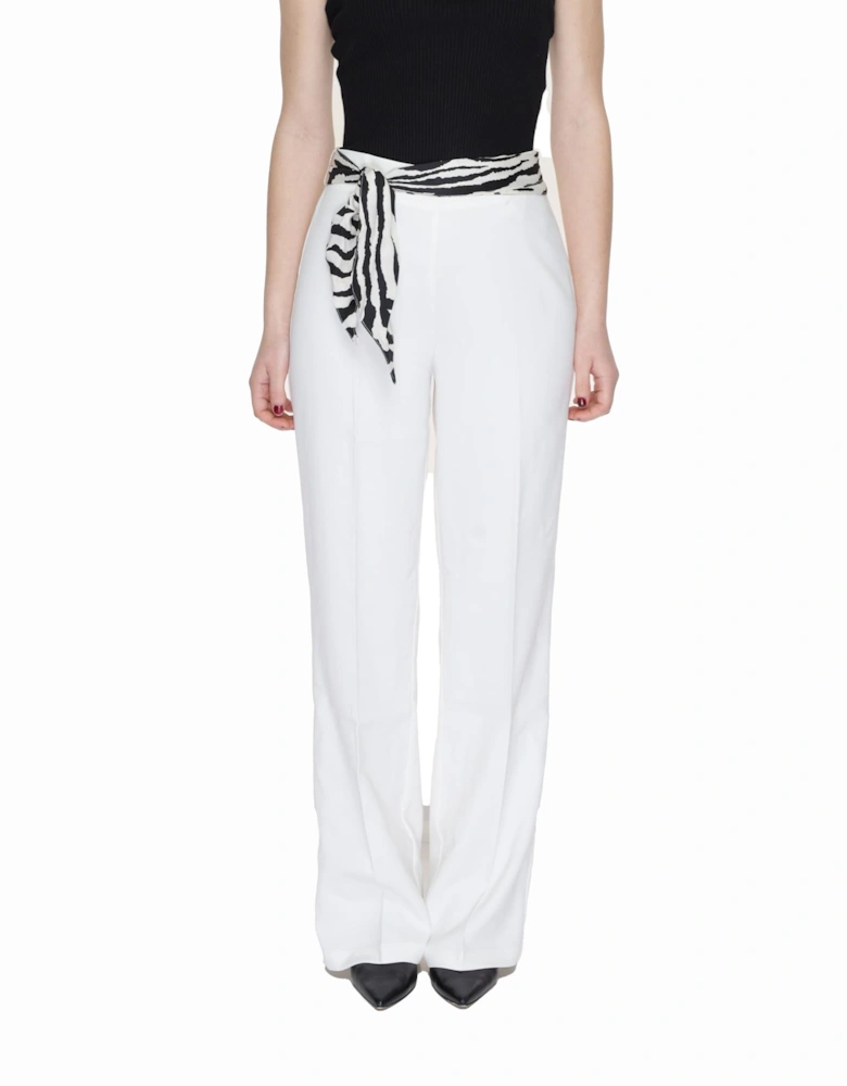 Plain White Trousers with Zip Fastening Women