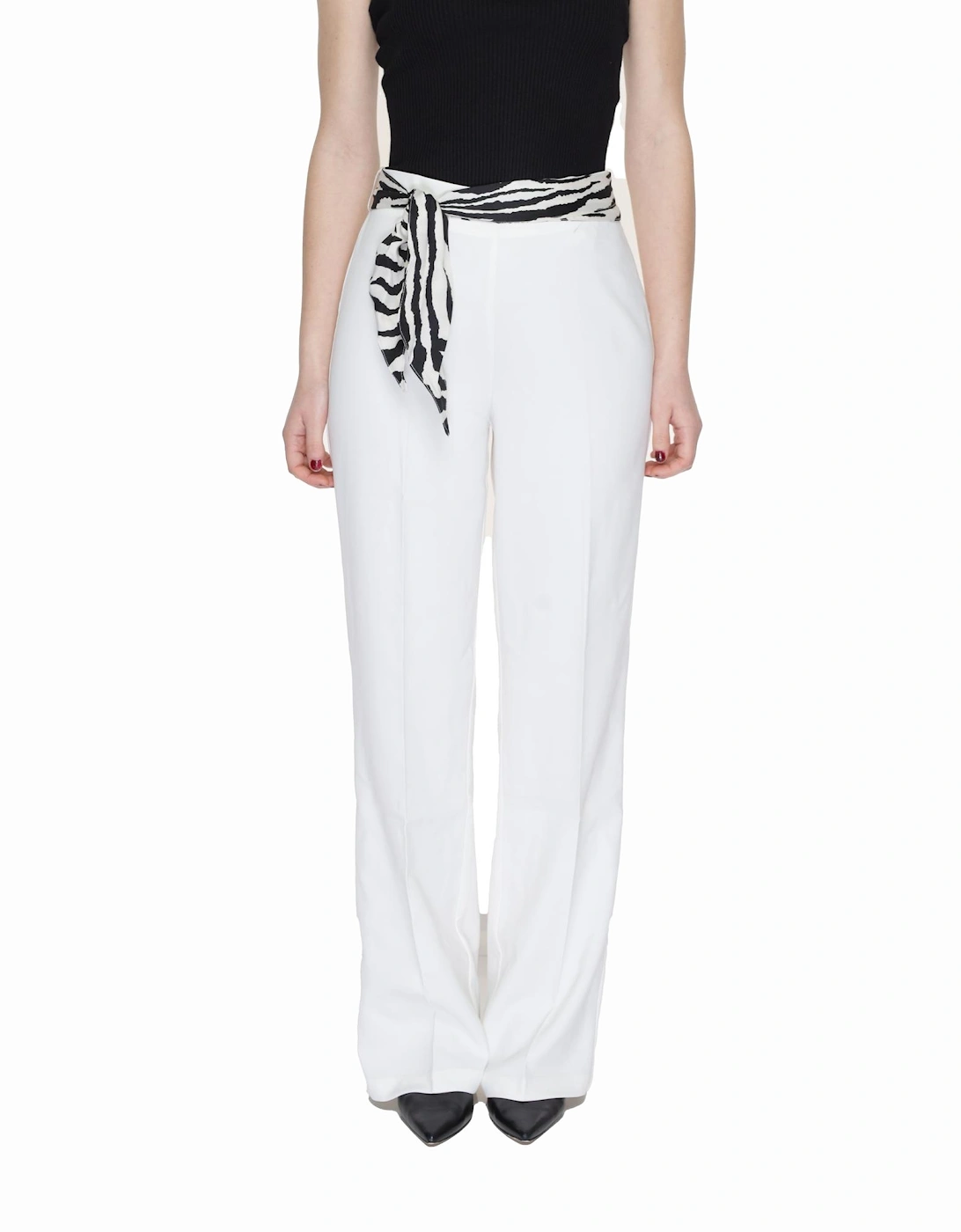 Plain White Trousers with Zip Fastening Women, 4 of 3