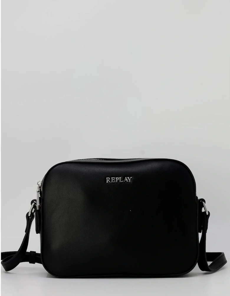 Black Plain Shoulder Bag with Zip for Women