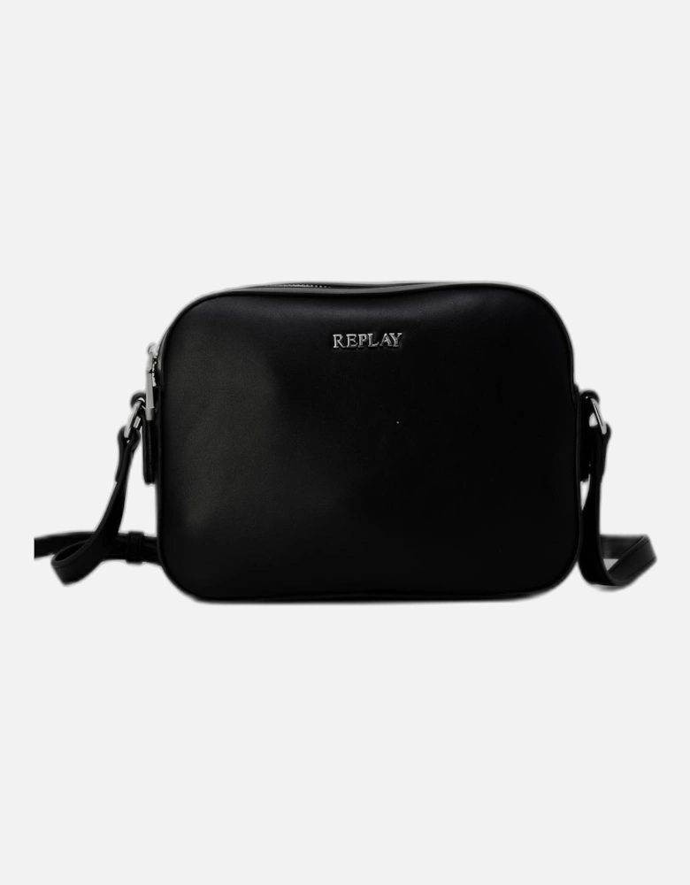 Black Plain Shoulder Bag with Zip for Women