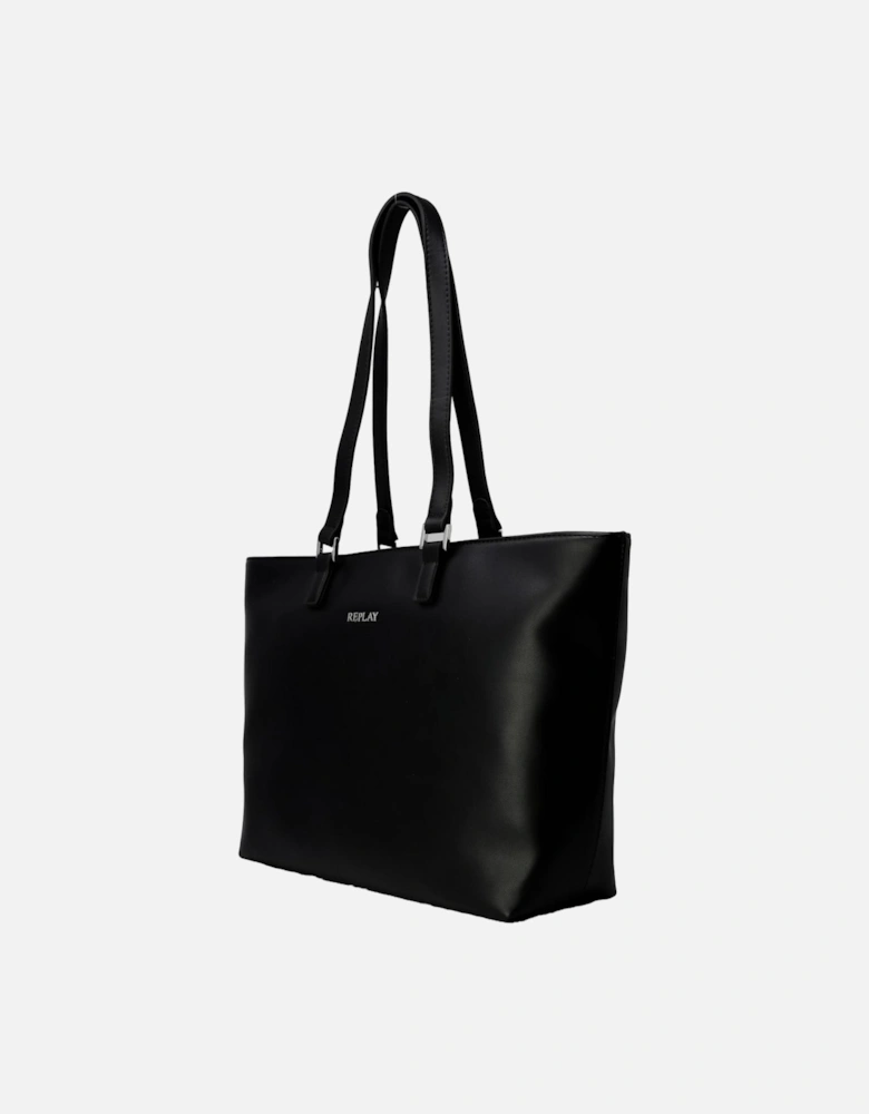 Black Handbag with Plain Pattern - Women Bags