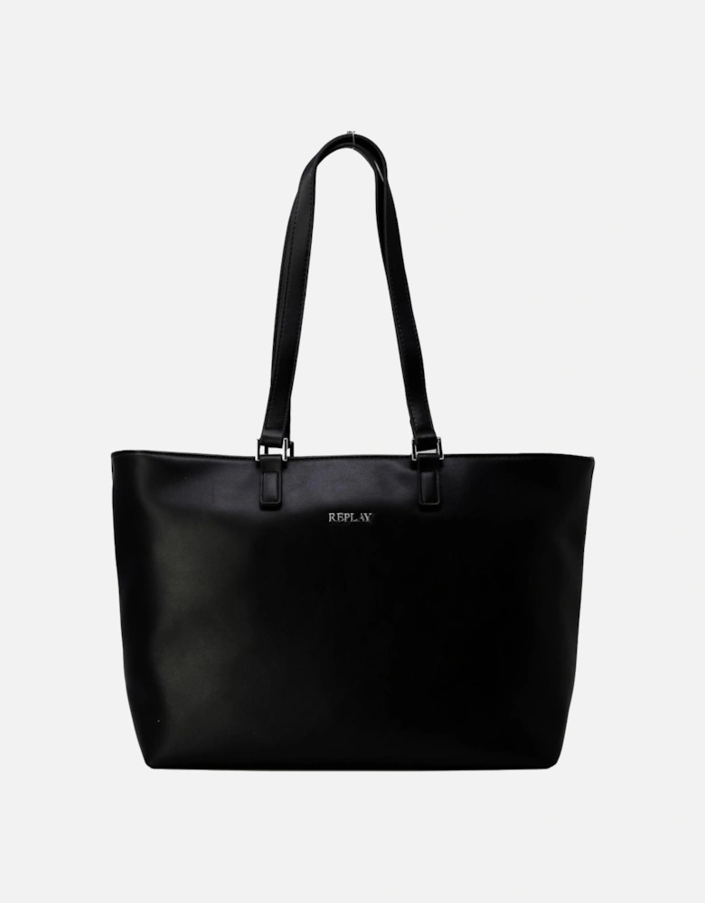 Black Handbag with Plain Pattern - Women Bags