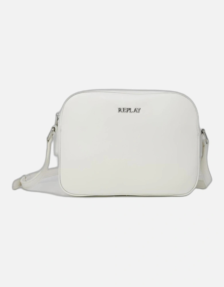 White Plain Shoulder Bag with Zip Fastening - 17x23x6 cm Women