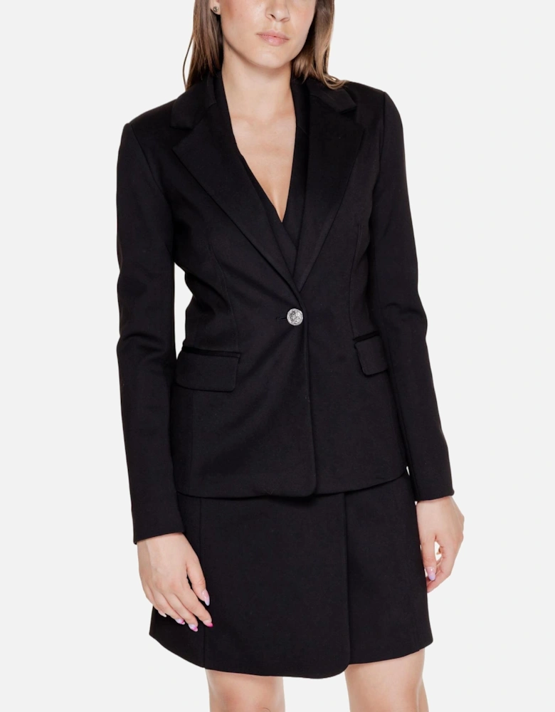 Black Plain Buttoned Womens Blazer