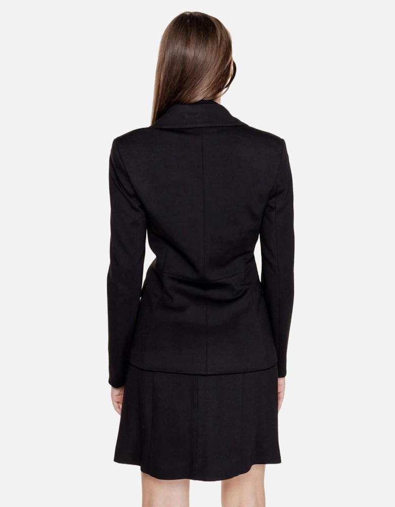 Black Plain Buttoned Womens Blazer