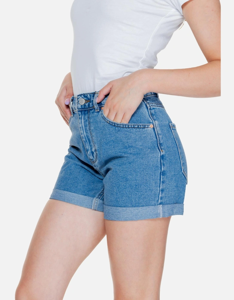 Blue Plain Womens Shorts with Front and Back Pockets