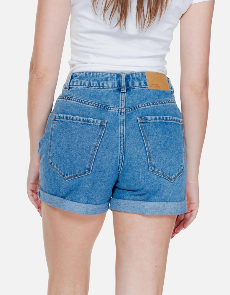 Blue Plain Womens Shorts with Front and Back Pockets