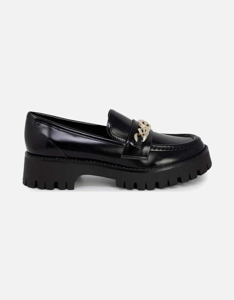 Black Plain Rubber Sole Slip on Shoes Women