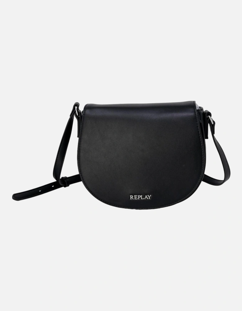 Black Plain Shoulder Bag with Clip Fastening Women