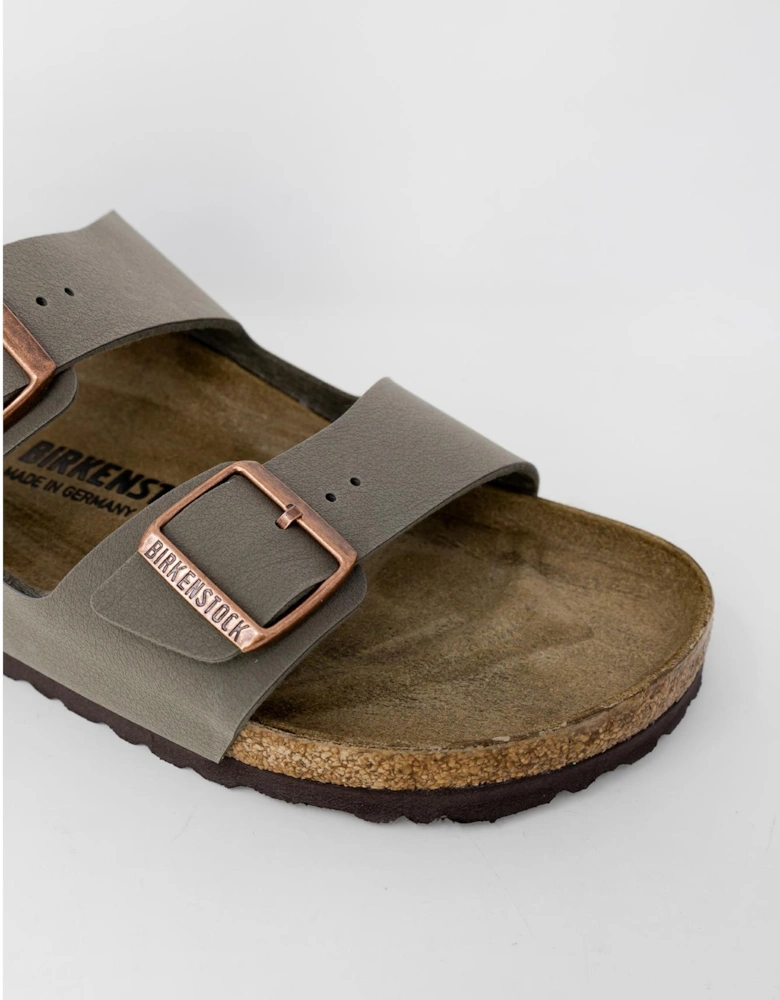 Grey Leather Buckle Sandals for Women