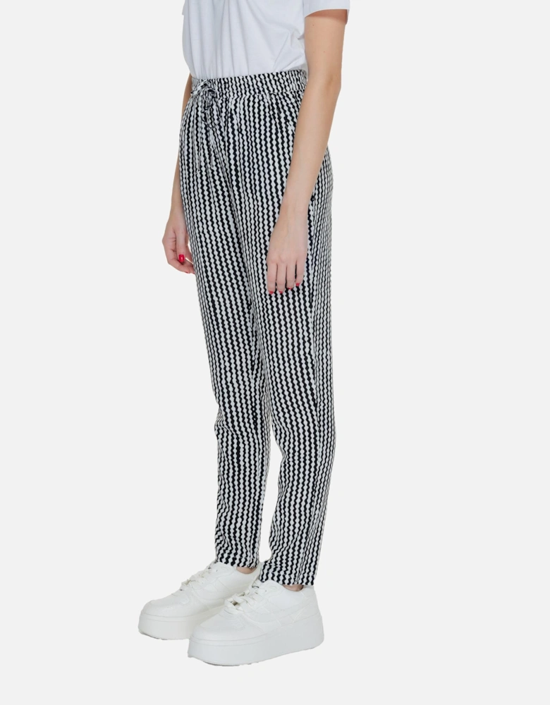 Geometric Pattern Black Trousers with Laces Women