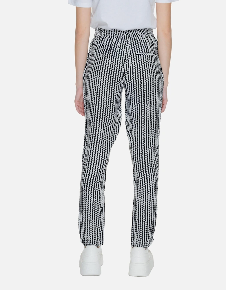 Geometric Pattern Black Trousers with Laces Women