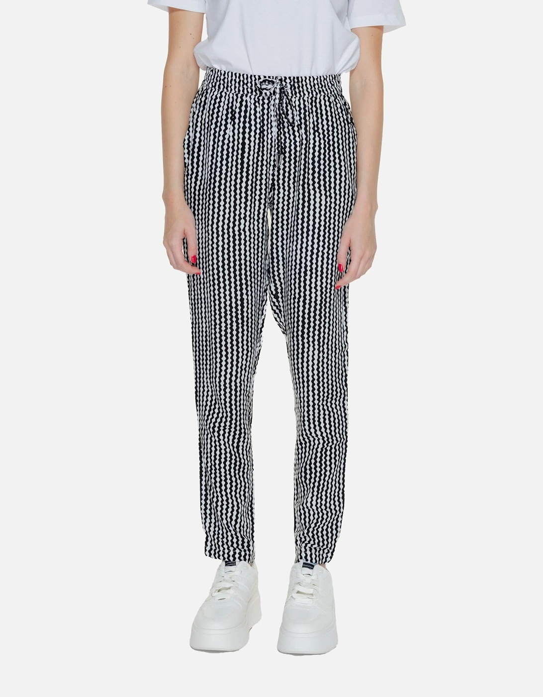 Geometric Pattern Black Trousers with Laces Women, 4 of 3