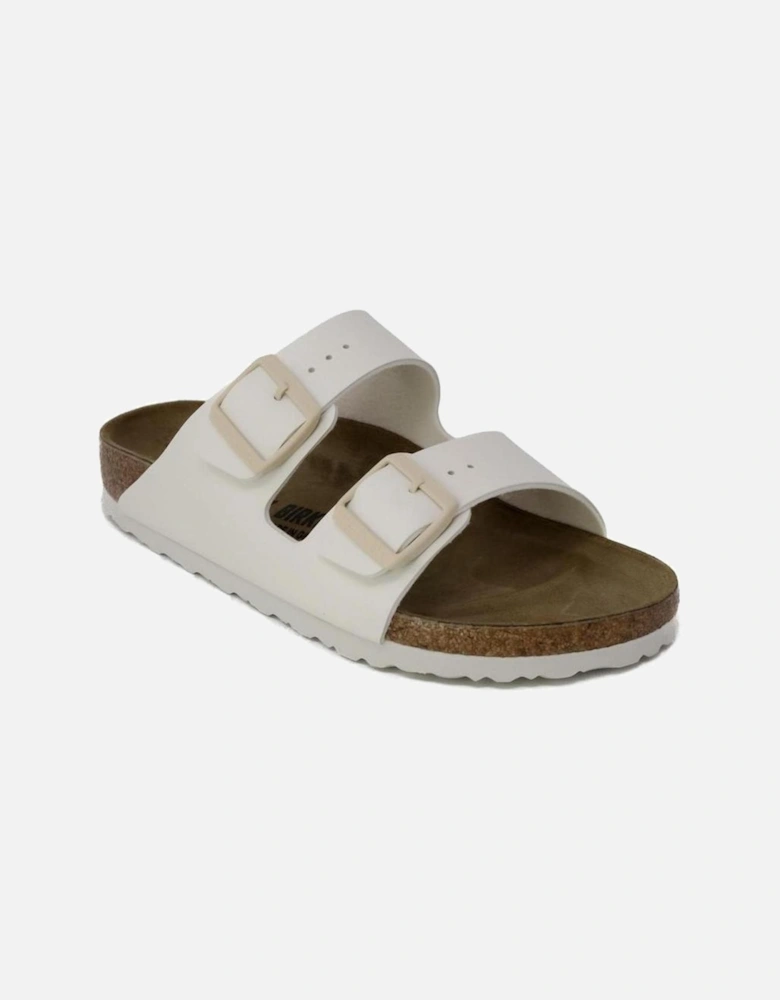 White Buckle/Bow Womens Slip-On Sandals