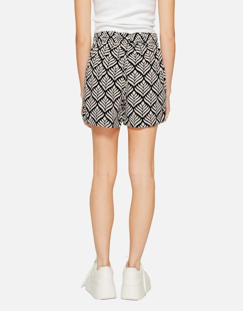 Geometric Lace-Up Black Shorts Women