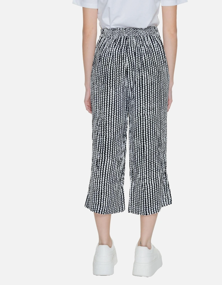 Geometric Pattern Black Trousers with Front Pockets Women