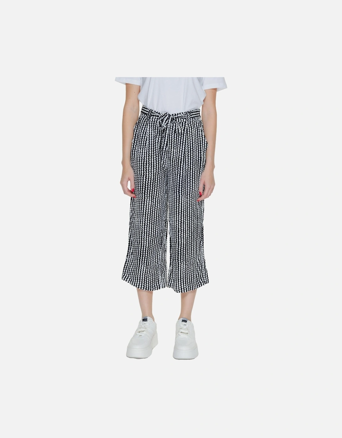 Geometric Pattern Black Trousers with Front Pockets Women, 4 of 3