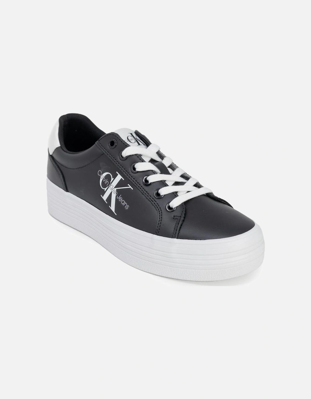 Printed Leather Lace-Up Sneakers Women - Black