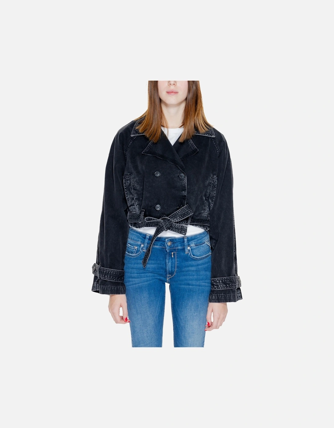 Black Cotton Womens Blazer with Button Fastening and Front Pockets, 4 of 3