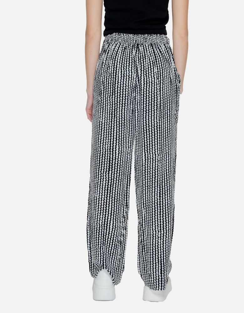 Geometric Black Trousers with Laces Women