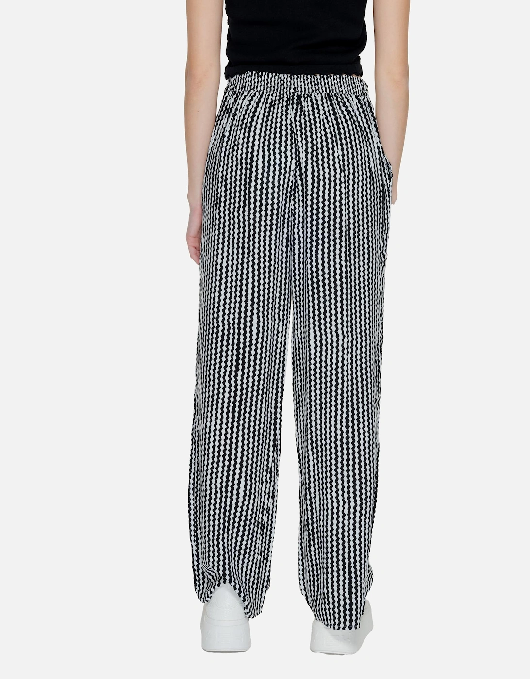 Geometric Black Trousers with Laces Women