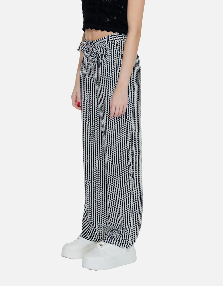 Geometric Black Trousers with Laces Women