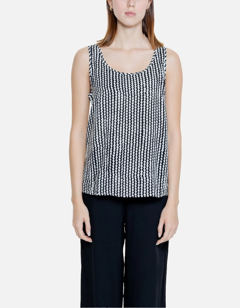 Geometric Black Tank Top for Women