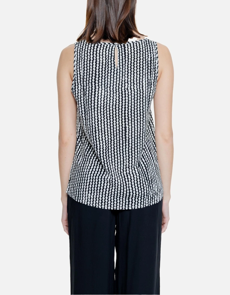 Geometric Black Tank Top for Women