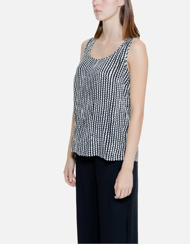 Geometric Black Tank Top for Women