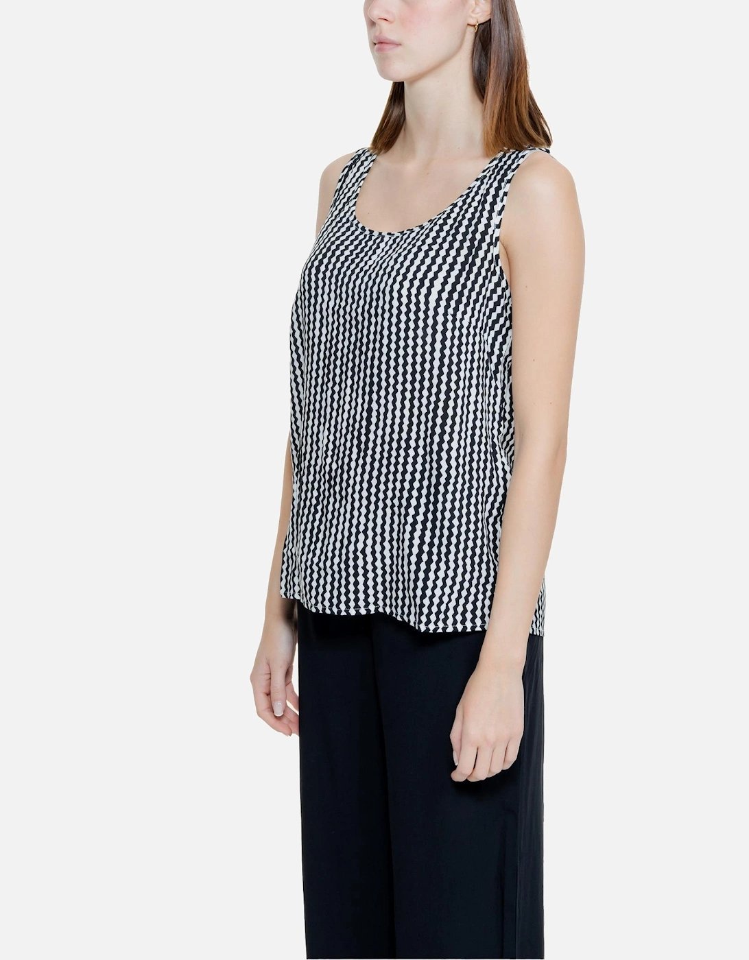 Geometric Black Tank Top for Women