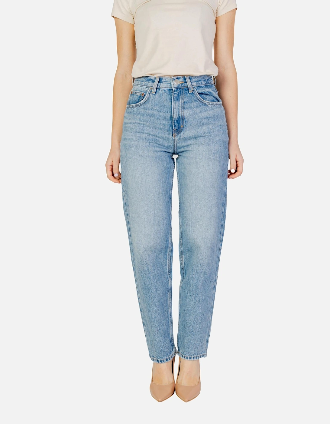 High Waisted Straight Leg Jeans Light Blue Women, 4 of 3