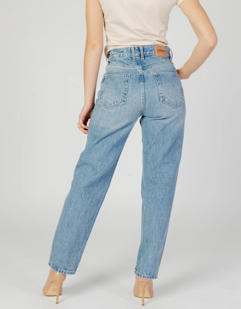 High Waisted Straight Leg Jeans Light Blue Women