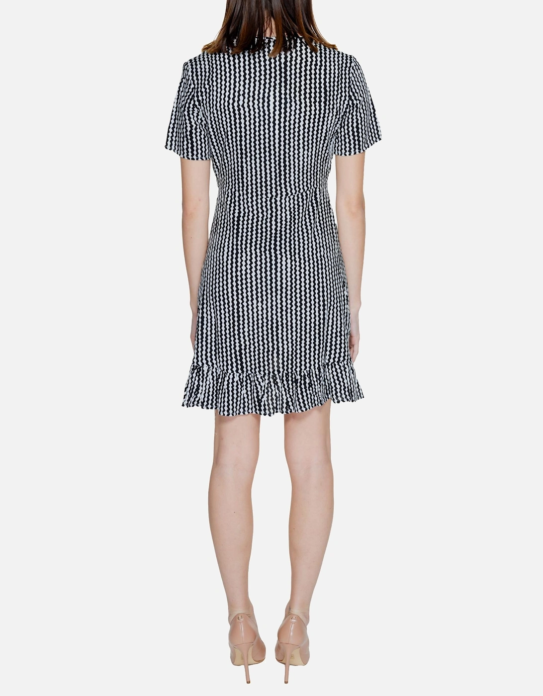 Geometric V-Neck Short Sleeve Black Dress Women Dresses