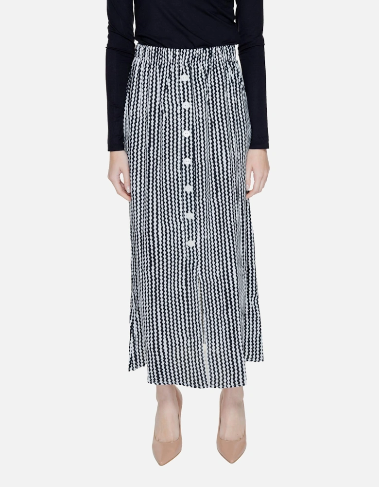 Geometric Black Buttoned Skirt - 100% Viscose Women