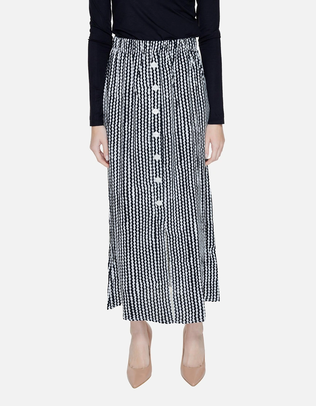 Geometric Black Buttoned Skirt - 100% Viscose Women, 4 of 3