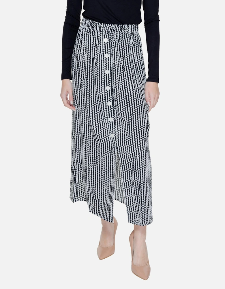 Geometric Black Buttoned Skirt - 100% Viscose Women