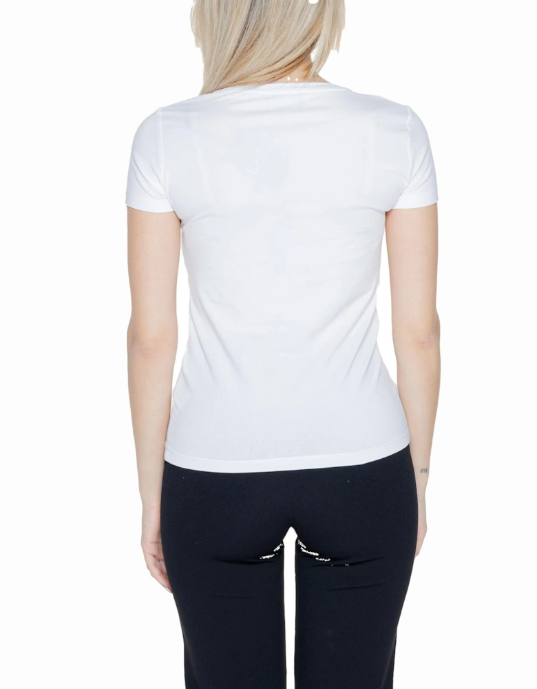 Womens White Printed T-shirt with Short Sleeves Shirts