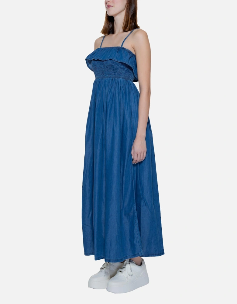 Blue Plain Strappy Dress Women Dresses