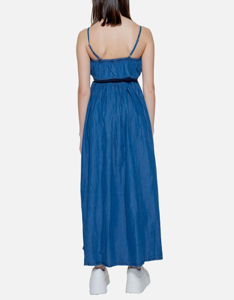 Blue Plain Strappy Dress Women Dresses
