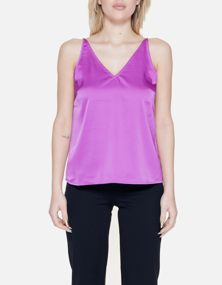 Purple Plain Strappy Top with Sweetheart Neckline Women