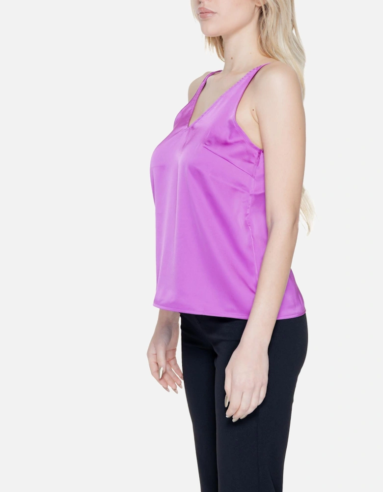 Purple Plain Strappy Top with Sweetheart Neckline Women