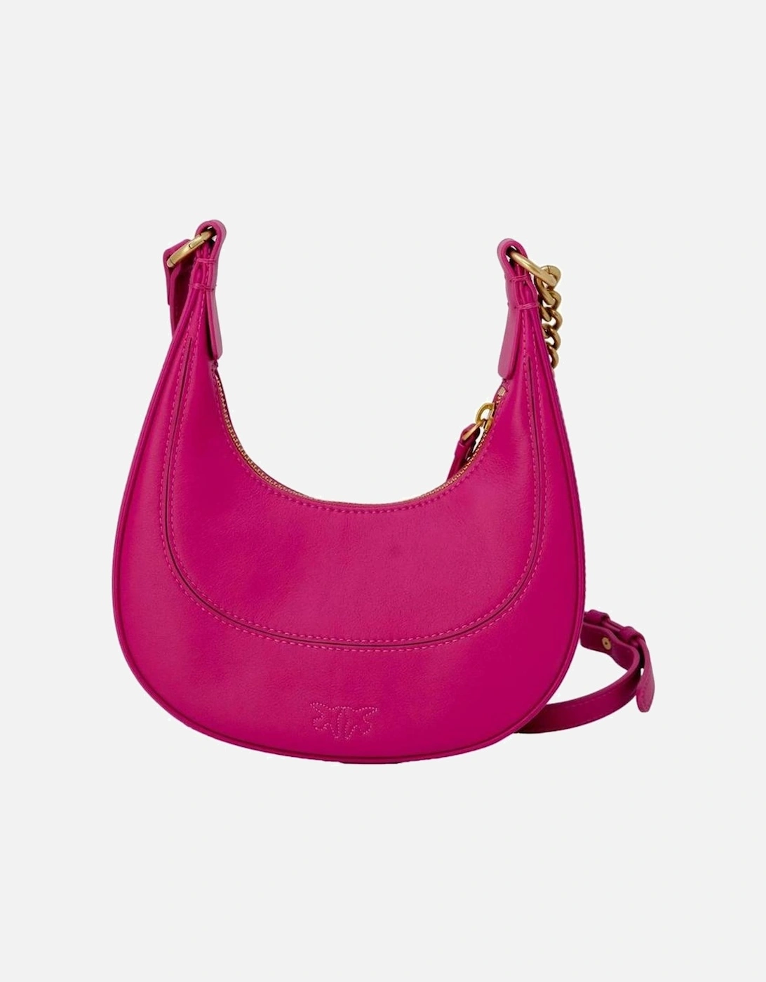 Pink Leather Shoulder Bag with Zip Fastening Women