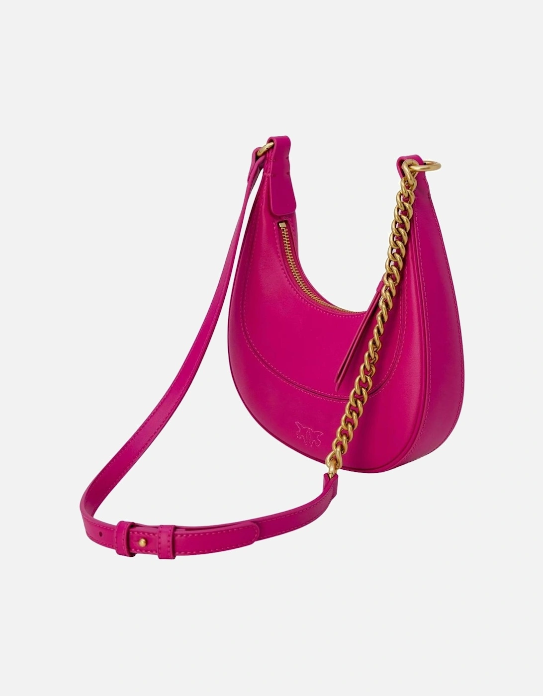 Pink Leather Shoulder Bag with Zip Fastening Women