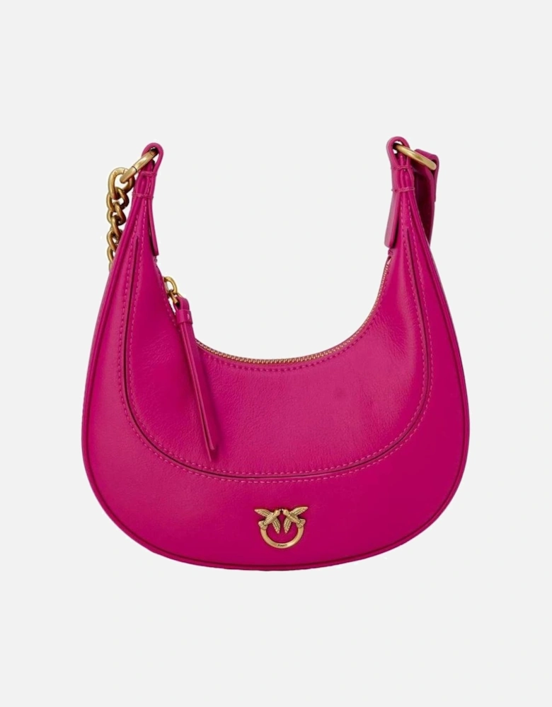 Pink Leather Shoulder Bag with Zip Fastening Women