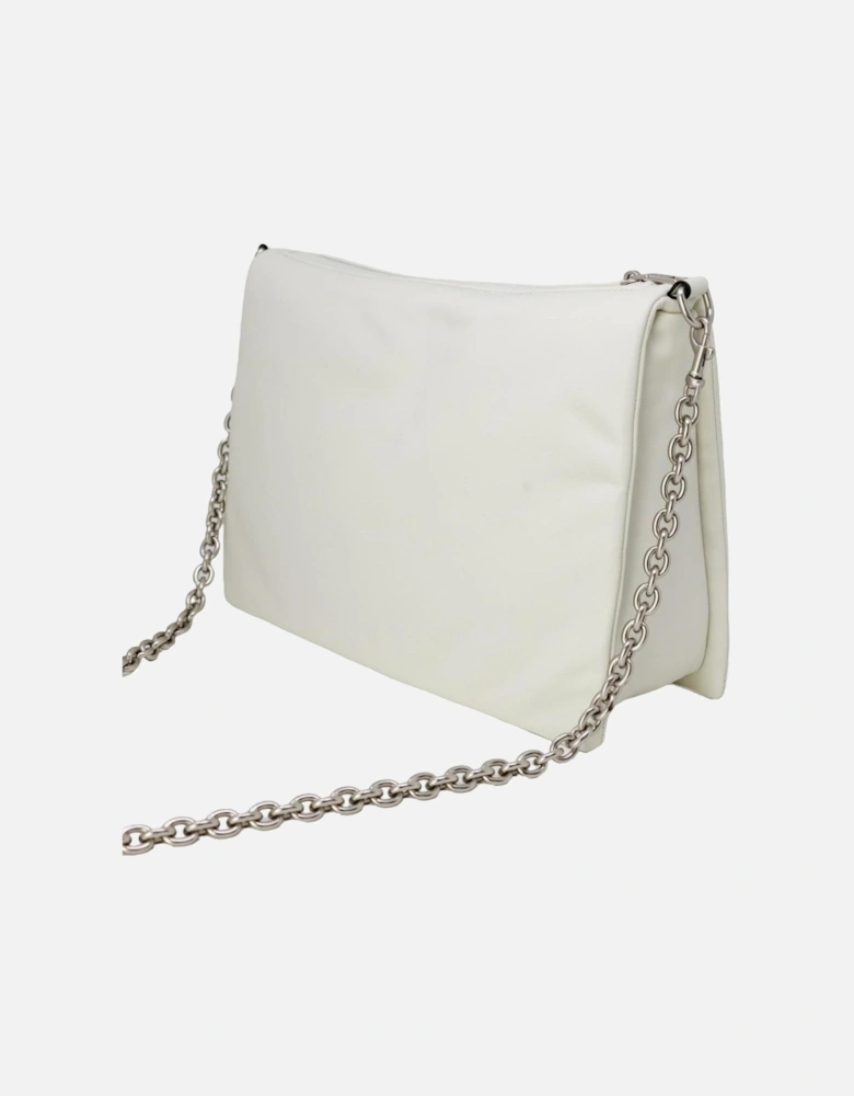 White Plain Shoulder Bag with Clip Fastening Women